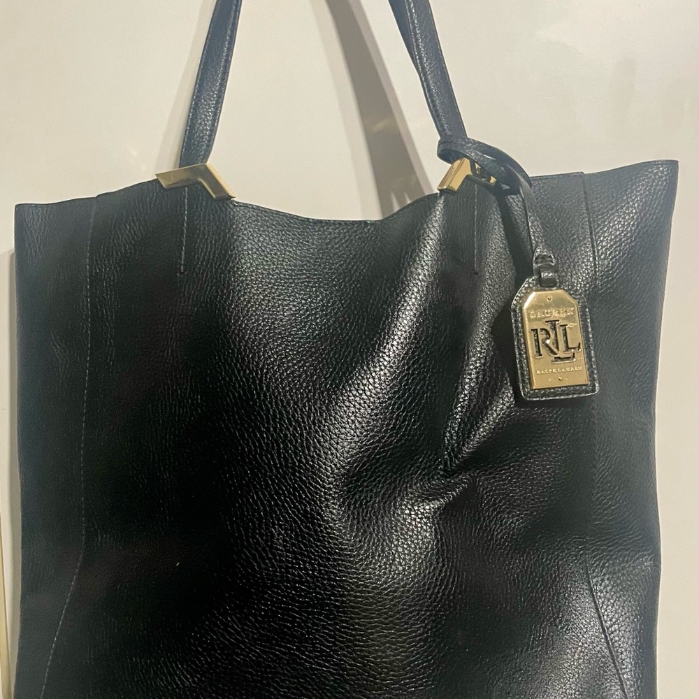 Ralph Lauren Black Tote with Gold Accents